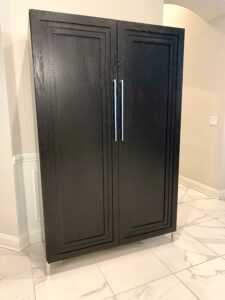 Custom 2 door bar cabinet with wine fridge 