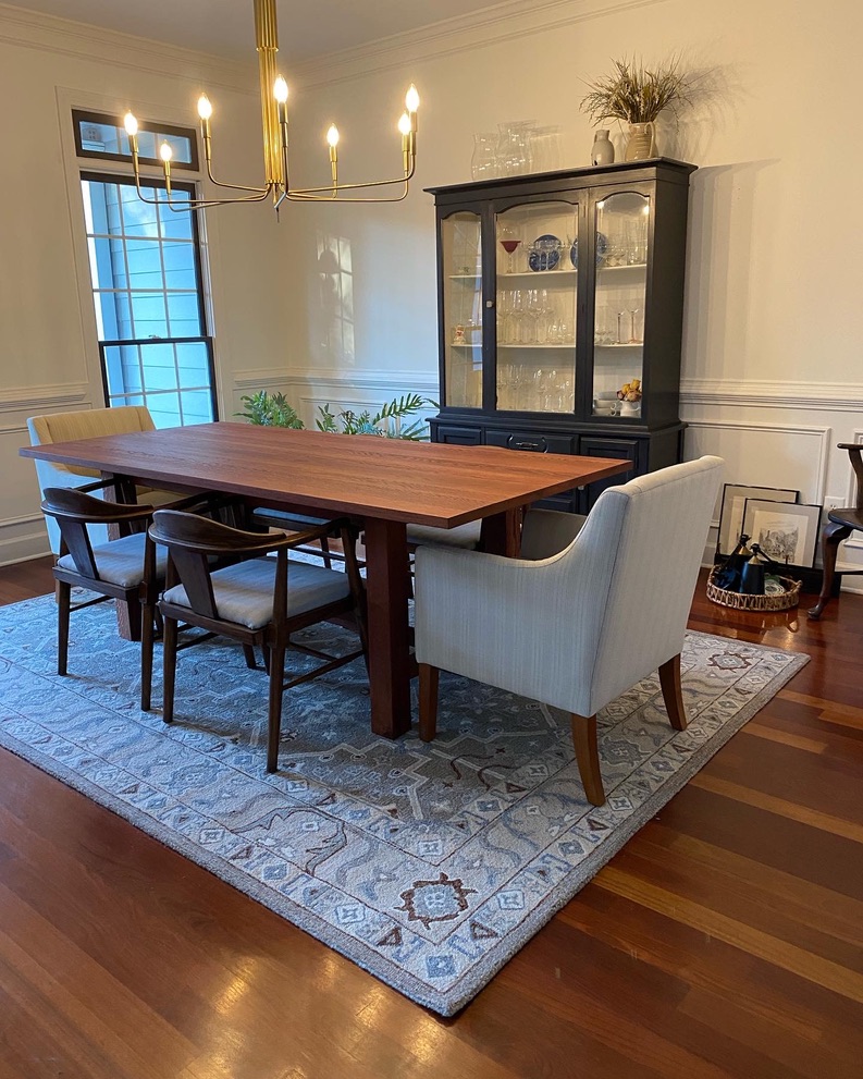 Custom Oak Dining Table with H-Style Stretcher