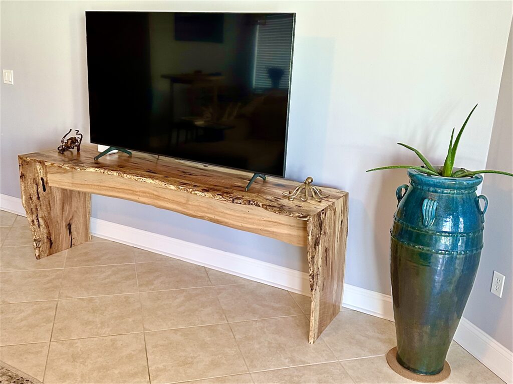 Live Edge Pecan Table with Waterfall Legs