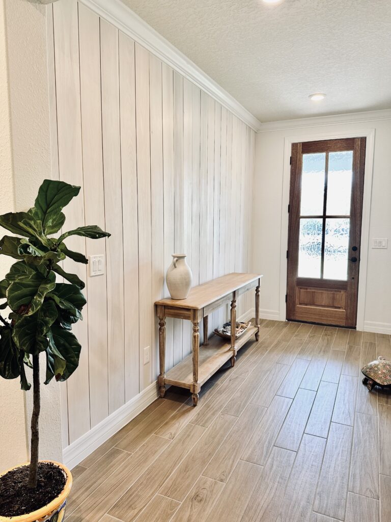 White vertical shiplap