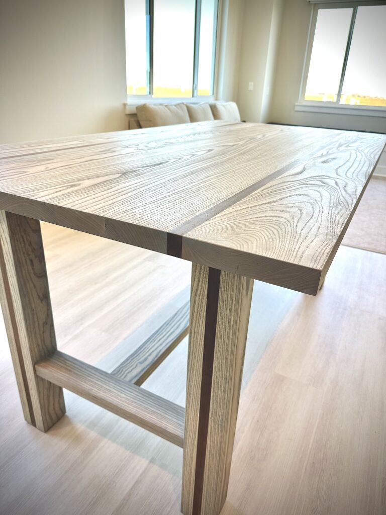 Ash Island Table with Waterfall Walnut Inlay