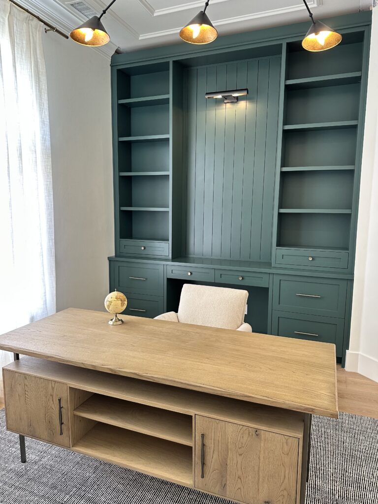 Home Office Builtins with Shiplap Accent Wall