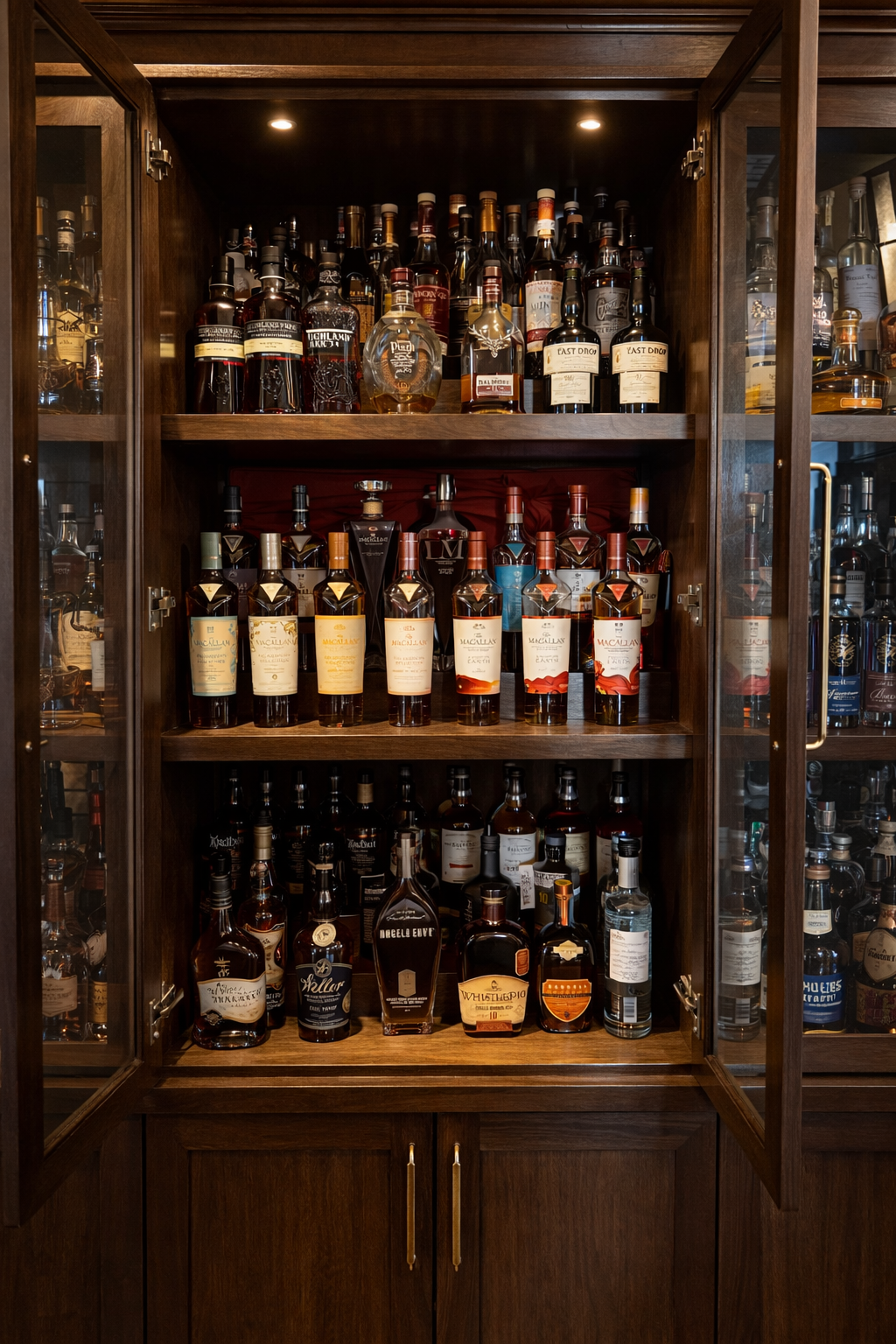 Stepped Shelves in Liquor Cabinet